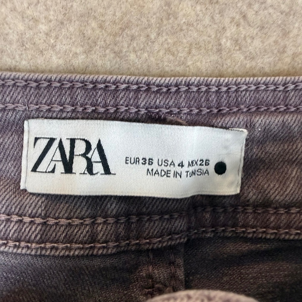 Zara Wide Leg Jeans 25W 27L Frayed Hem Purple High Rise Grunge Indie Aesthetic - Picture 3 of 10